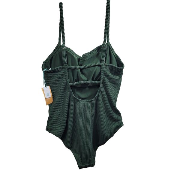 Kona Sol Women's Green Ribbed One Piece NWT Swim Suit Size XL(16) 5625-1123 - Picture 4 of 6